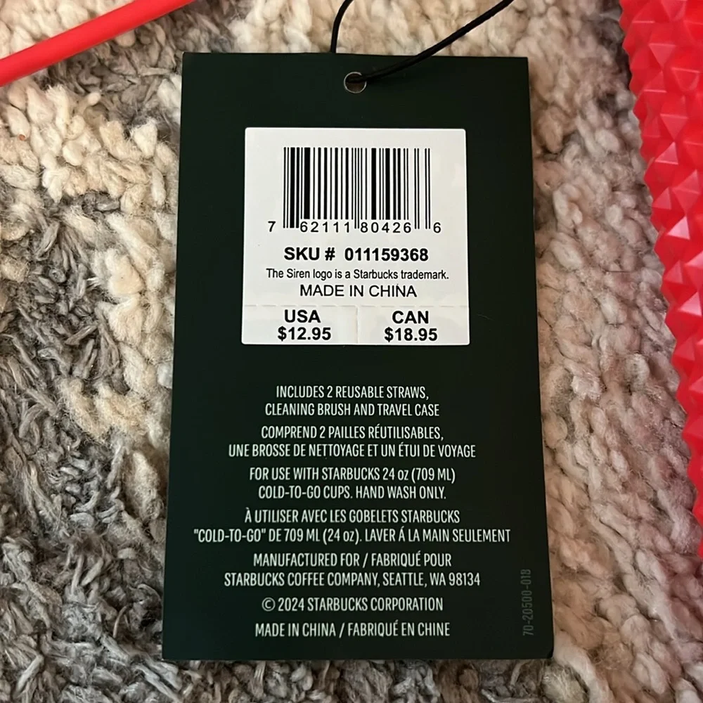 Starbucks Holiday 2024 reusable straws / brush set and case, NWT! - Picture 3 of 5